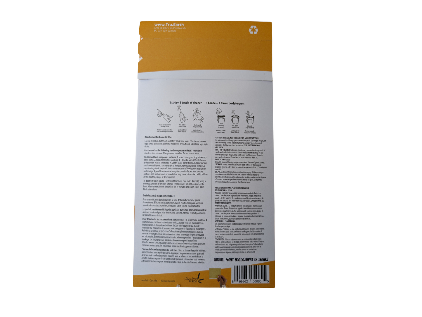 Tru Earth Eco-Strips Disinfecting Multi-Surface Cleaner -(Lemon Scent)