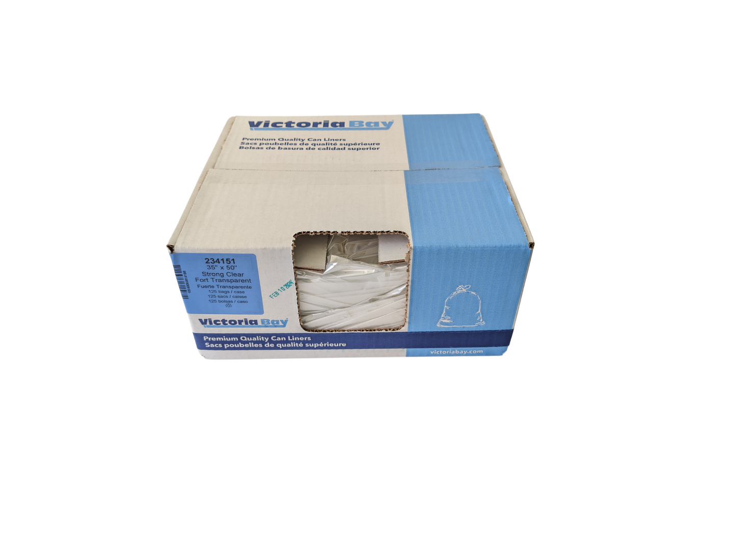 Victoria Bay Clear Garbage Bags 35x50 1.05mil(Case of 125)